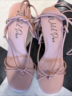 Wild Pair Blush Pink Lace-Up Strappy Heels